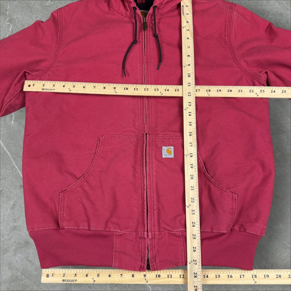 Carhartt WJ130 624 Rare Crab Apple Pink Quilted Hooded Canvas Active Jacket - Lg - Picture 5 of 8